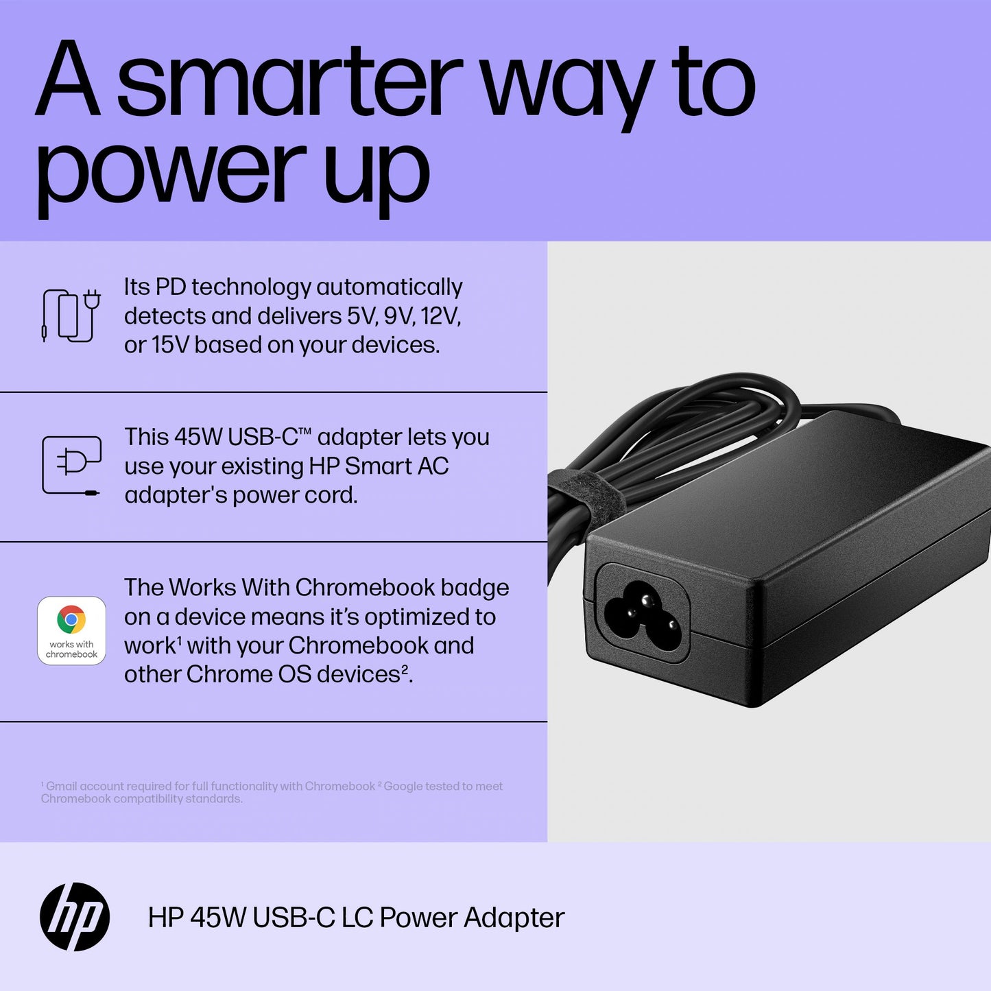 محول طاقة USB-C LC بقوة 45 واط من HP