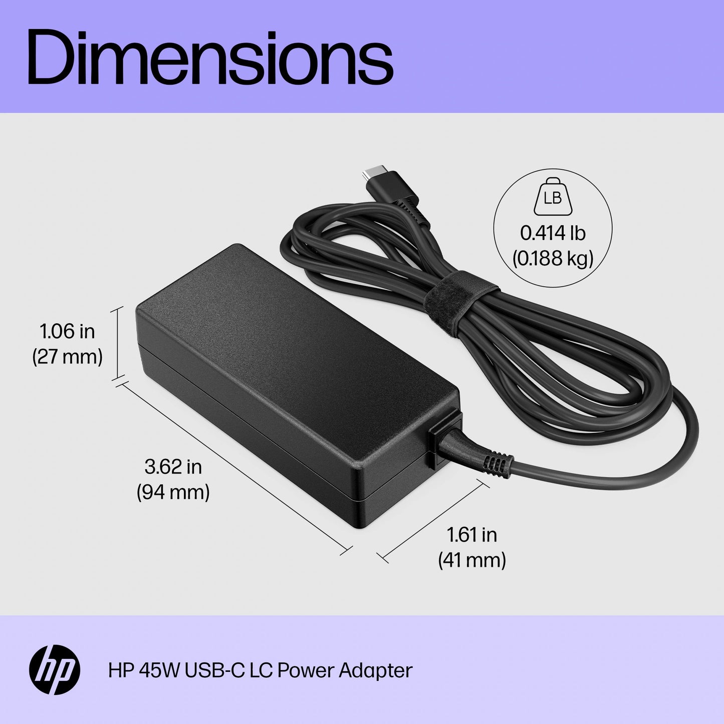 محول طاقة USB-C LC بقوة 45 واط من HP